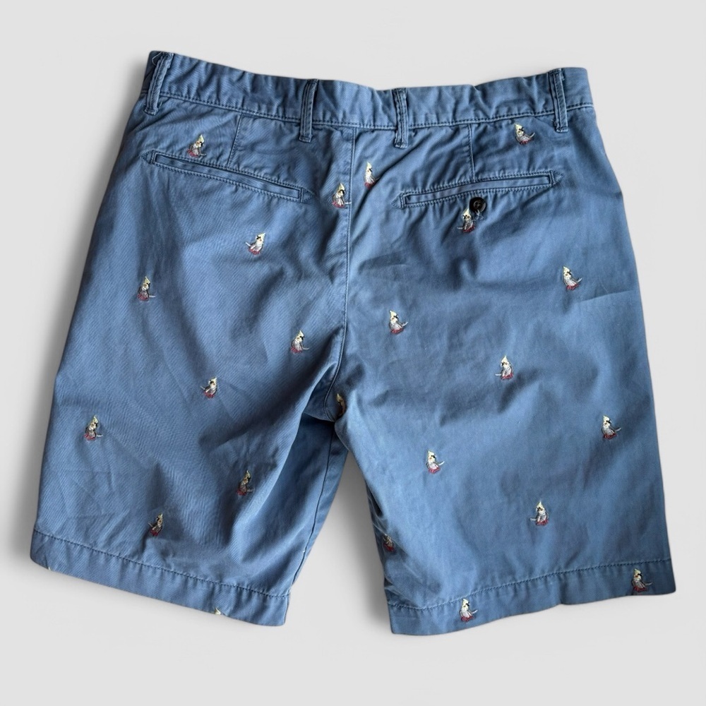 Gap Blue Men’s Chino Shorts with Embroidered Parakeets Size 31 - Picture 3 of 6